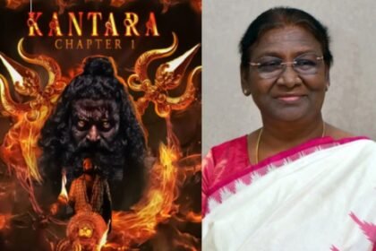 President Draupadi Murmu watches the hit movie Kantara Chapter 1 at Rashtrapati Bhavan, in the presence of actor-director Rishab Shetty, actress Rukmini Vasanth, and producer Chaluve Gowda.