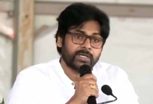 Andhra Pradesh Deputy CM Pawan Kalyan addresses Karnataka fans in Kannada during the birthday celebration of retired Justice V. Gopal Gowda in Chikkaballapur, emphasizing mutual respect and cultural unity between Andhra Pradesh and Karnataka.