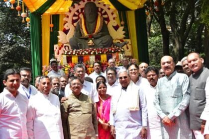 Karnataka CM Siddaramaiah garlands the statue of Maharshi Valmiki at Tapovan on Valmiki Jayanti, praises his literary contributions, and addresses cabinet reshuffle and Supreme Court shoe-throwing incident.