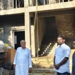 Sharanabasappa Goud Darshanapura, Karnataka Minister, inspects new classrooms under construction at a government girls’ college in Shahapur, highlighting urban and rural educational development projects.